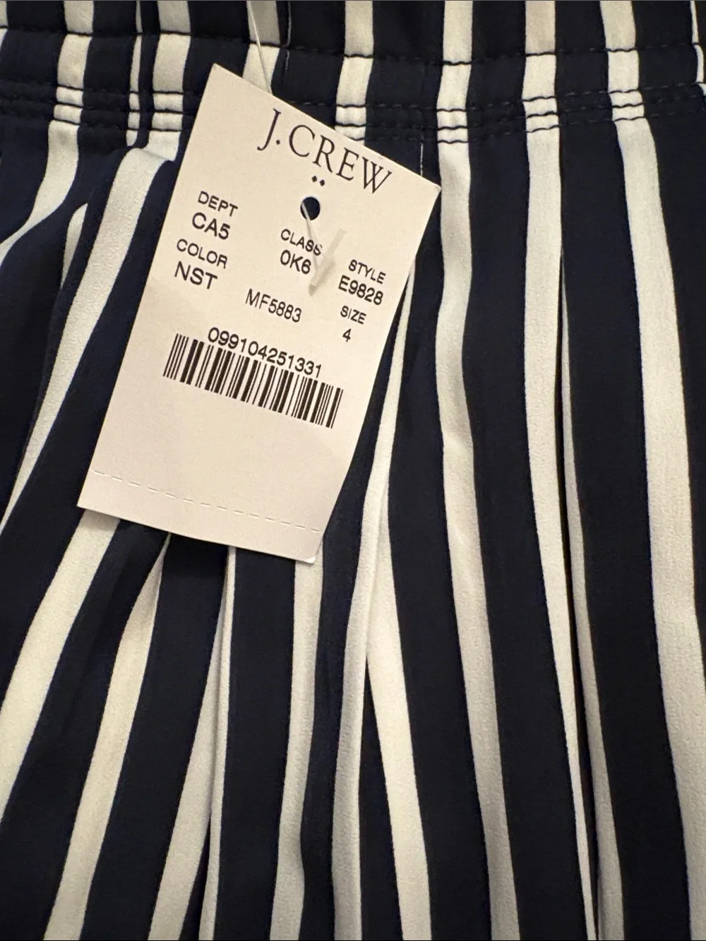J. Crew Mercantile Navy and White Vertical Striped Skirt Size 4 NWT